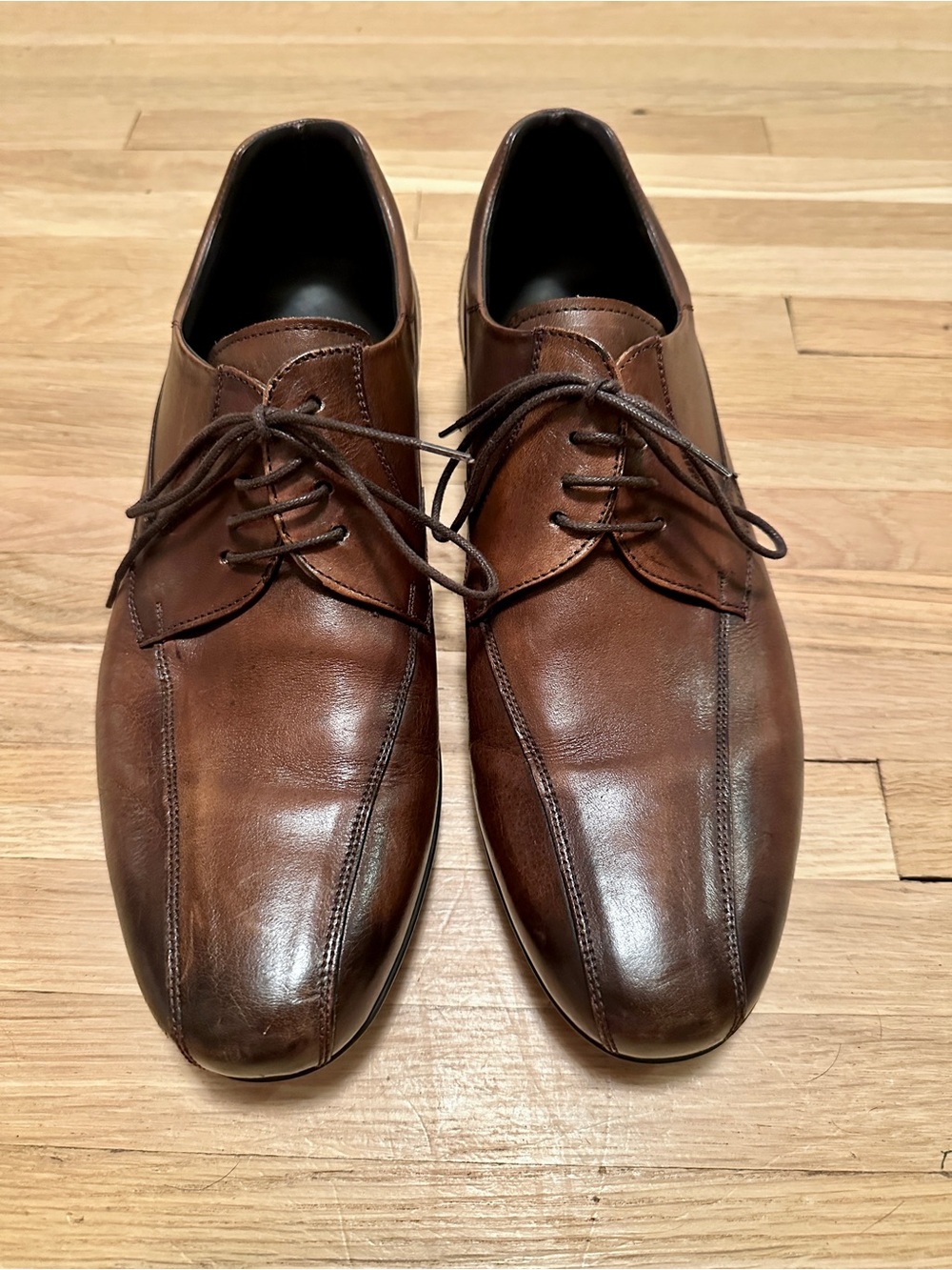 Bocce Bucci Italian Brown Leather Shoes - Classic Lace-Up